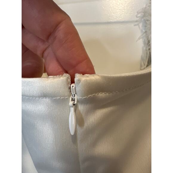 Anthropologie NWT BHLDN Nellie Ivory Square Neck Mini Dress XL Removable Sleeves - Picture 9 of 12